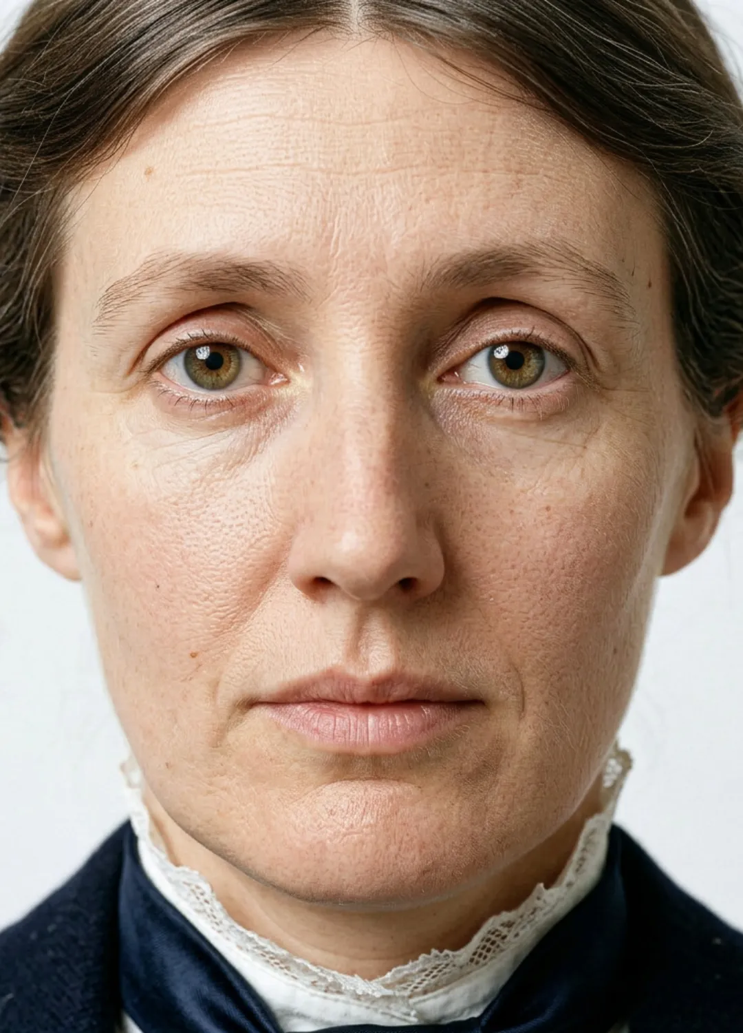 Retrat frontal de Virginia Woolf, de perfil serè.